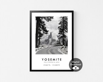 Yosemite National Park Print: Minimalist Black and White Photography (Digital Download)