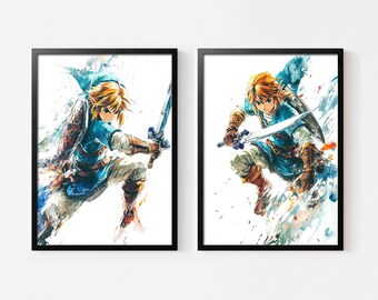 Legend of Zelda Print: Link Watercolor Poster, Teen Room Decor
