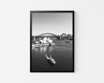 Sydney Opera House Print: Black and White Australia Travel Poster (Digital Download)