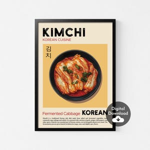 Kimchi Poster, Küchen Poster, Küchendruck, Lebensmittel Druck, Moderne Küchen Dekoration, Illustration, koreanische Küche Kunst, digitaler Download