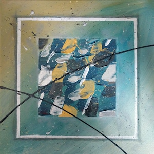 CROSS OVER - Œuvre d’art acrylique abstraite 12x12 sur toile tendue
