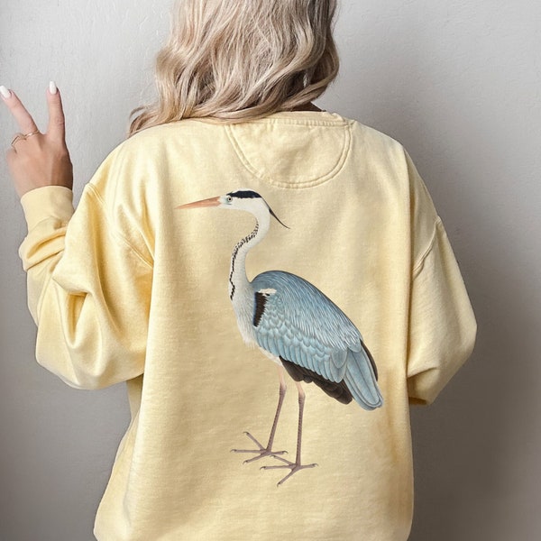 Blue Heron Sweatshirt Comfort Colors Bird Shirt Heron Sweater Heron Crewneck Gift for heron lover Birdwatching Lover Birdwatchers Gift Bird