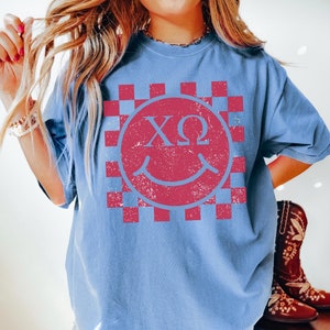 Chi Omega Greek Letters and Script Sorority Shirt Comfort Colors More Colors Available Etsy UK