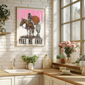 Cowboy Take Me Away digitale Wanddruck | Western druckbare Kunst | Rustikale Landwanddekor | Sofortdownload | Bauernhaus Wand Kunst |