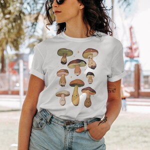 Mushroom Characters Shirt, Cute Cottagecore Graphic Tee, Happy Fantasy Nature Tshirt, Botanical Mycology T-shirt, Fairy Tale Unisex Soft Tee