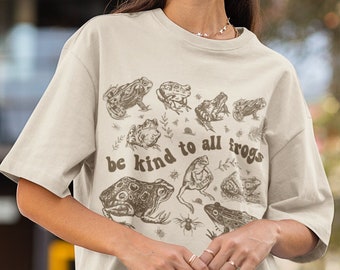 Frog Shirt, Goblincore Frog Tee, Be Kind Tshirt, Grunge Cottagecore T-shirt, Y2K Nature, Unisex Bug and Toad, 90s Graphic, Dark Academia