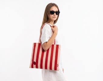 Striped Zipper Tote Bag – Multiple Style