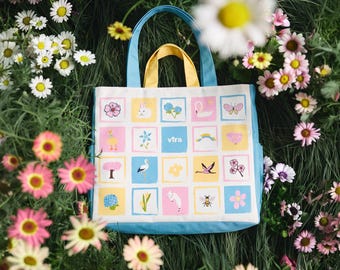 Pastel Spring Weekend Bag with Zipper | Large Weekend Getaway Bag