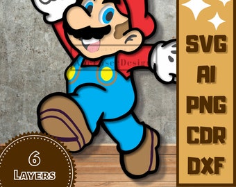 Jumpman Video Game SVG design. LaserCut