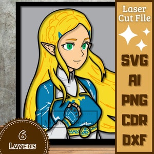Videogame Girl v1 Cartoon Layers SVG Laser cut