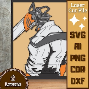 Anime Guy v9 Cartoon Layers SVG Laser cut