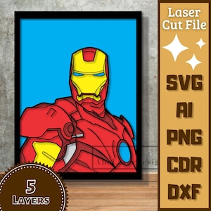 Superheroe Metal Guy Layered Decoration Room SVG. Vector Laser Cut.