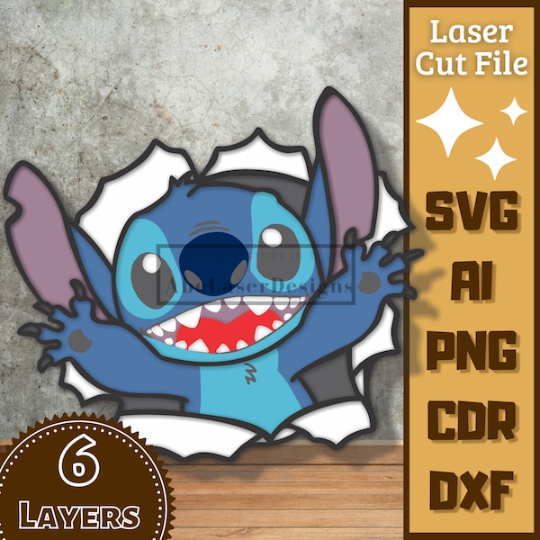 Alien Blue Cartoon v2 SVG Vector Laser Cut Multilayer