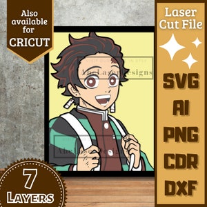 Anime Guy Layered five v27 Cartoon SVG Vector Laser Cut Multilayer