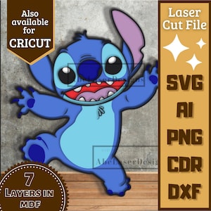 Alien Blue Cartoon SVG Vector Laser Cut Multilayer