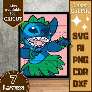 Alien Blue Cartoon v3 SVG Vector Laser Cut Multilayer