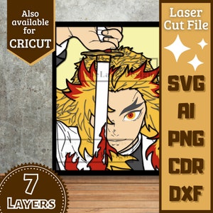 Anime Guy v29 Cartoon Layers SVG Laser cut