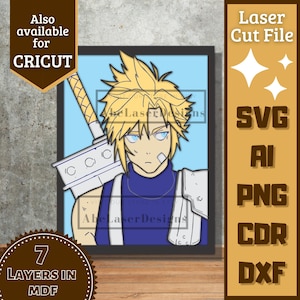 Anime Guy v37 Cartoon Layers SVG Laser cut