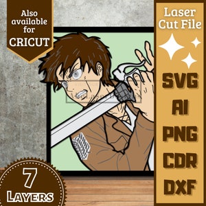 Anime Guy v22 Cartoon Layers SVG Laser cut