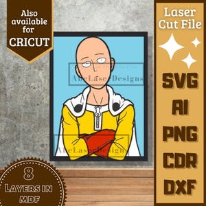 Anime Guy v45 Cartoon Layers SVG Laser cut