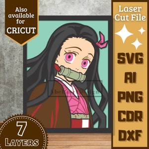 Anime Girl v6 Cartoon Layers SVG Laser cut