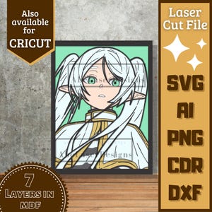 Anime Girl v27 Cartoon Layers SVG Laser cut