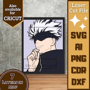 Anime Guy v43 Cartoon Layers SVG Laser cut