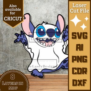 Alien Blue Cartoon v5 SVG Vektor Laserskuren Flerskiktad