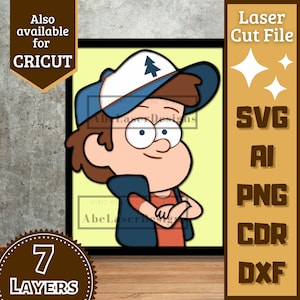 Boy Mistery Cartoon Layer SVG Laser cut