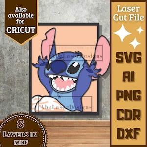 Alien Blue Cartoon v6 SVG Vector Laser Cut Multilayer