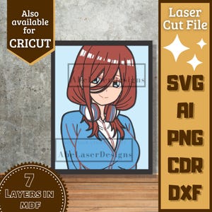 Anime Girl v29 Cartoon Layers SVG Laser cut