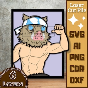 Anime Guy v14 Cartoon Layers SVG Laser cut