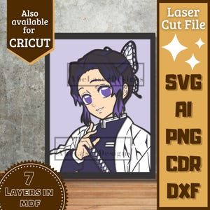 Anime Girl v16 Cartoon Layers SVG Laser cut