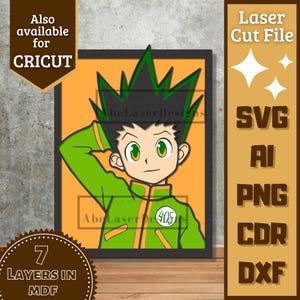 Anime Guy v36 Cartoon Layers SVG Laser cut