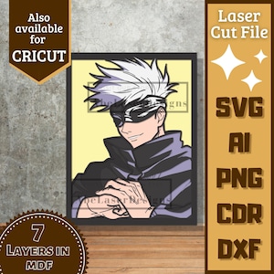 Anime Guy v37 Cartoon Layers SVG Laser cut