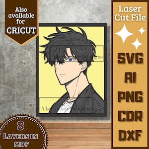 Anime Guy v49 Cartoon Layers SVG Laser cut