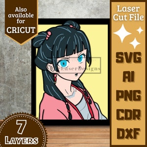 Anime Girl v10 Cartoon Layers SVG Laser cut