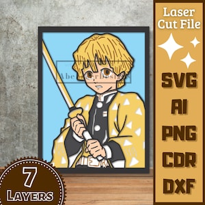 Anime Guy v15 Cartoon Layers SVG Laser cut
