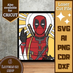 Hero Man v4 Cartoon Ebenen SVG Laser geschnitten