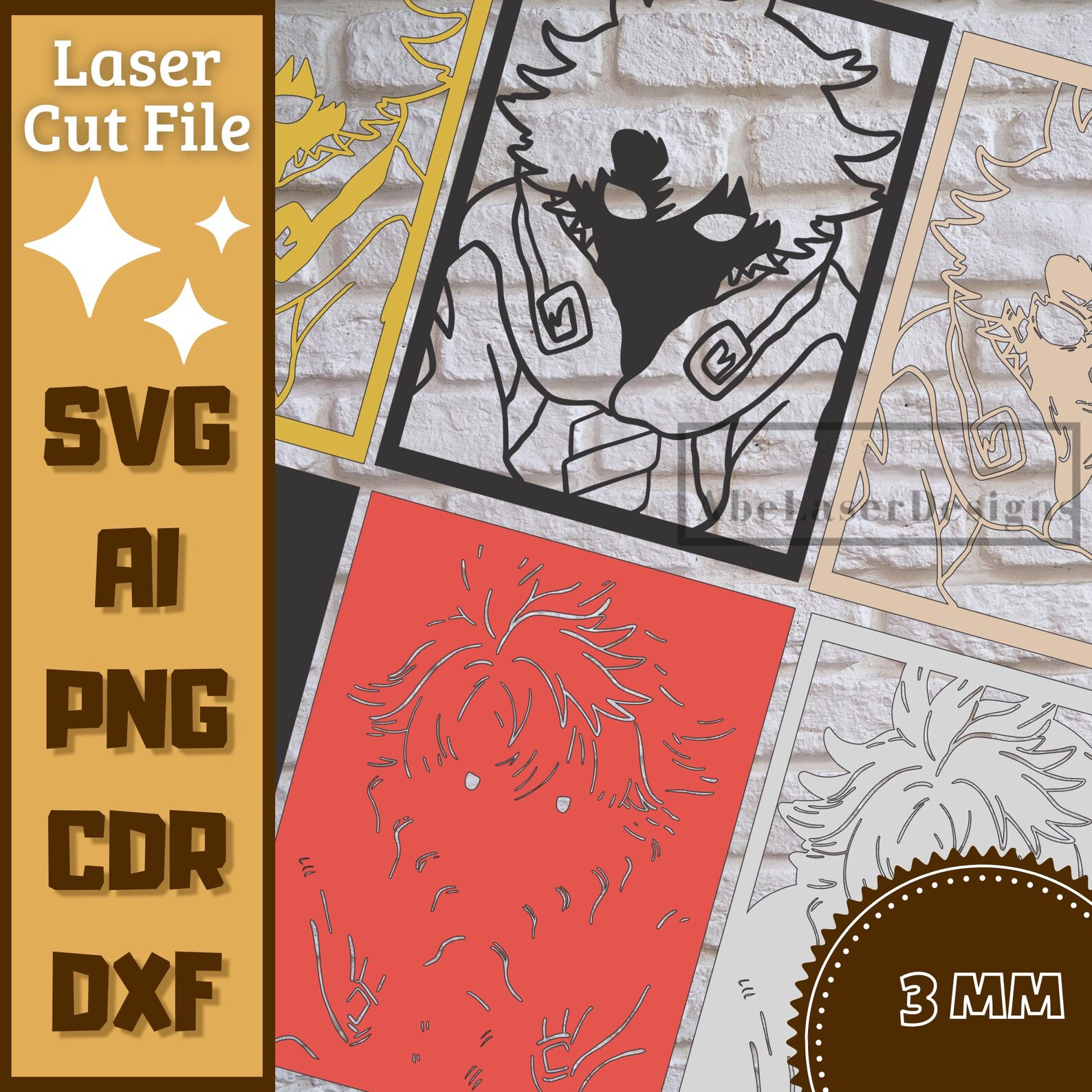 Anime Guy V68 Shadow Box SVG Layered Papercut Template for Cricut ...