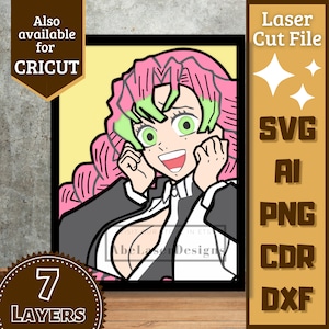 Anime Girl v7 Cartoon Layers SVG Laser cut