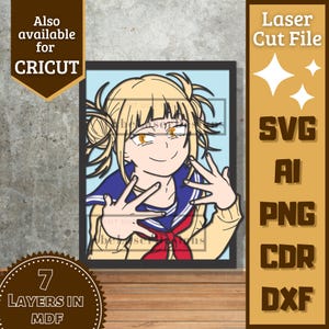 Anime Girl v18 Cartoon Layers SVG Laser cut