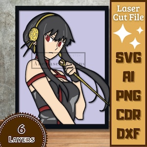 Anime Girl v5 Cartoon Layers SVG Laser cut