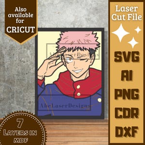 Anime Guy v39 Cartoon Layers SVG Laser cut
