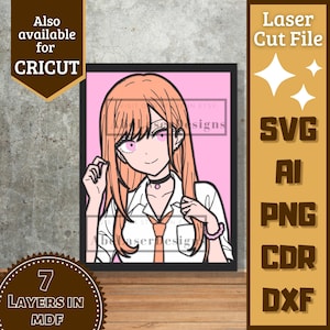 Anime Girl v25 Cartoon Layers SVG Laser cut