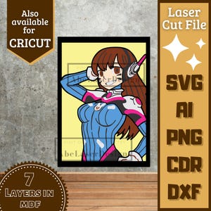 Videogame girl v1 Layered SVG. Vector Laser Cut.
