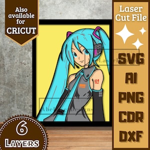 Anime Girl v4 Cartoon Layers SVG Laser cut