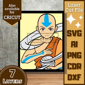 Anime Guy v26 Cartoon Layers SVG Laser cut