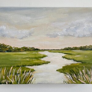 Salt Marsh, Coastal Decor, Beach Decor, Wall Art, Original Painting, 8x10