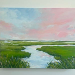 Salt Marsh, Coastal Decor, Beach Decor, Wall Art, Original Painting, 20x16
